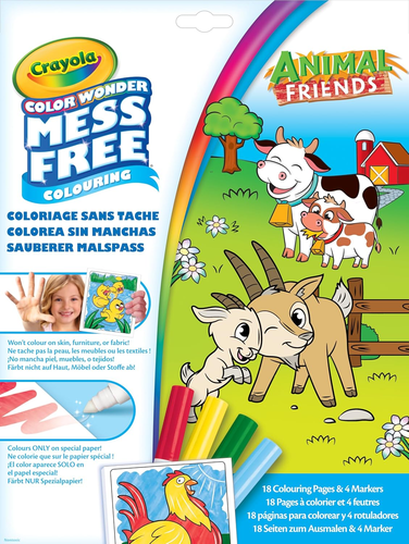 ערכת ציור ללא ליכלוך Color Wonder 18 דפים ו 4 טושים – חברים בחווה
