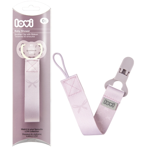 מחזיק מוצץ עם סרט Baby Shower ורוד Lovi