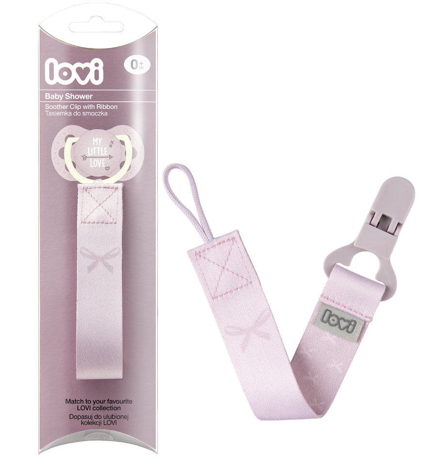 מחזיק מוצץ עם סרט Baby Shower ורוד Lovi