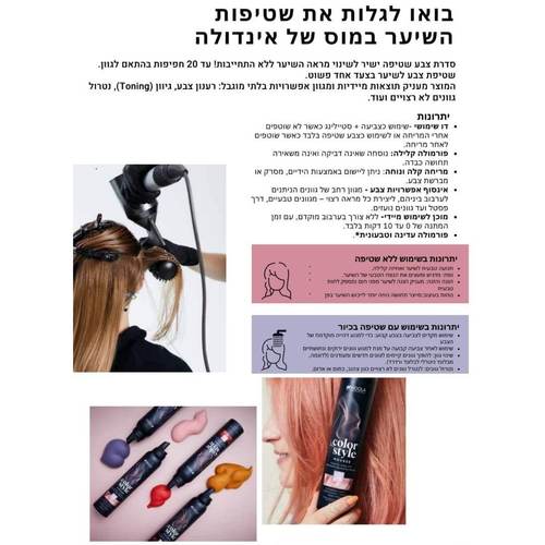 מוס צבע זמני לשיער COLOR STYLE MOUSSE במגוון צבעים אינדולה 200 מ