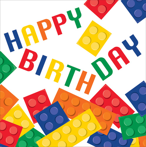 מפיות לאנץ Happy Birthday  לגו - 16 יח'