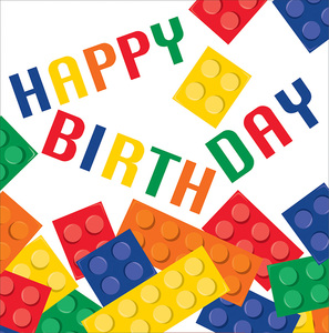 מפיות לאנץ Happy Birthday  לגו - 16 יח