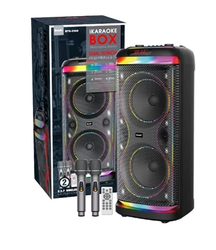בידורית אלחוטית 220W עם 2 מיק` אלחוטיים BRODU BTS-2100 