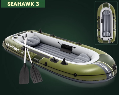 סירת גומי מתנפחת+משוטים+משאבה סיהוק חדשה 3 SEAHAWK ל 3 אנשים INTEX 66333