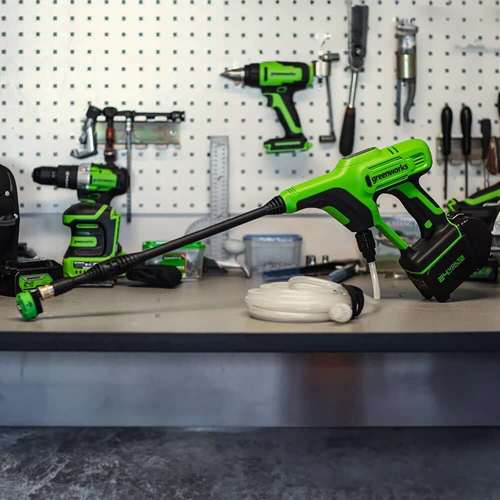אקדח שטיפה בלחץ נטען 24v + סוללה 4.0Ah ומטען מהיר - GREENWORKS 