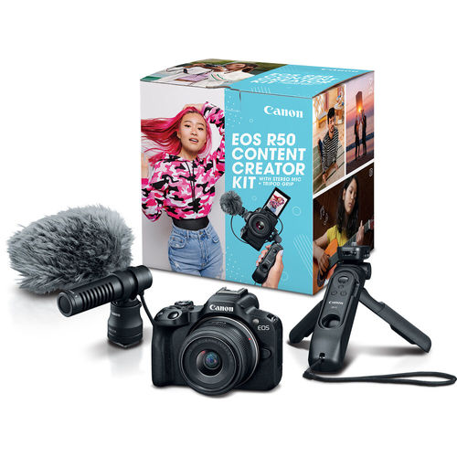 מצלמה Canon EOS R50 kit 18-45mm Creator Kit (Black)  יבואן רשמי
