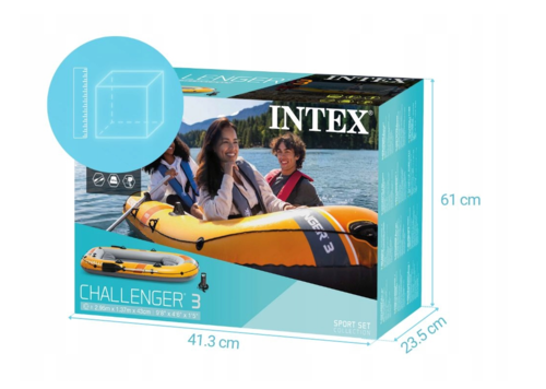 סירת גומי מתנפחת לים +משוטים ומשאבה לשלושה Intex Challenger 3 דגם 66313 ✮