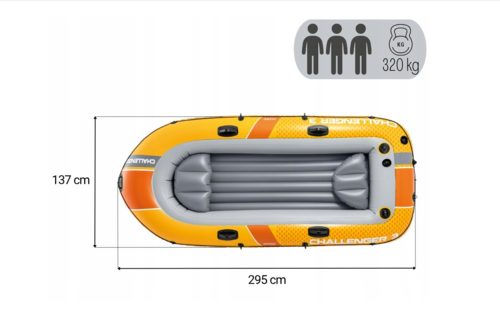 סירת גומי מתנפחת חדשה +משוטים ומשאבה לשלושה  Intex Challenger 3 דגם 66313