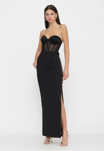 Skirt in lightweight crêpe fabric with jewel zip - BLACK