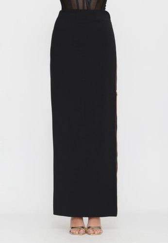 Skirt in lightweight crêpe fabric with jewel zip - BLACK