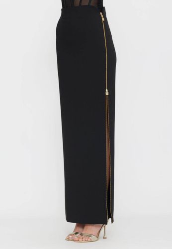 Skirt in lightweight crêpe fabric with jewel zip - BLACK