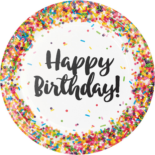 צלחות נייר 9   Happy Birthday  סוכריות 8-  יח'