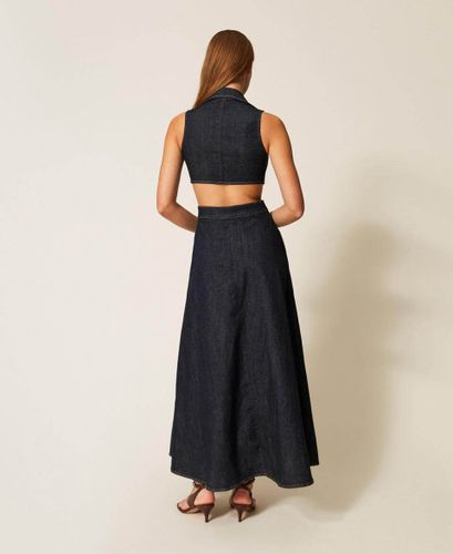 Long denim dress with cut-out