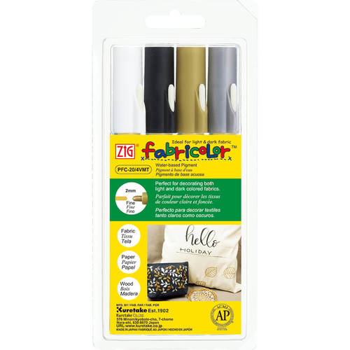 סט 4 טושים לבדים ZIG FABRICOLOR 4 colors set 