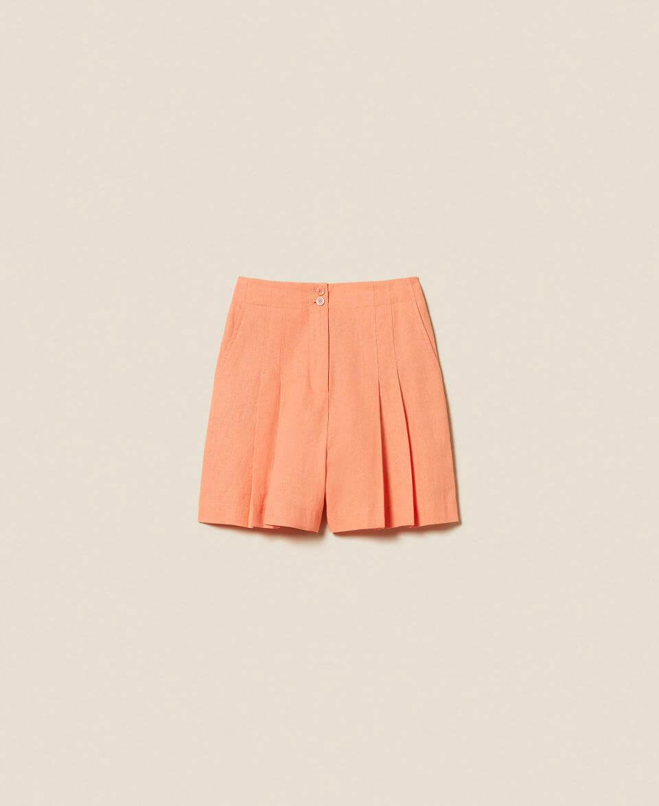 Linen blend shorts with pleats