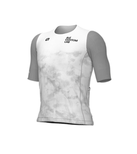 חולצה לרכיבת אופניים לגברים רשת ללא רוכסן PR.S MESH JERSEY NO ZIP לבן-אפור אריג רשת דק טכני ואלסטי מאווררת ומנדפת ביותר