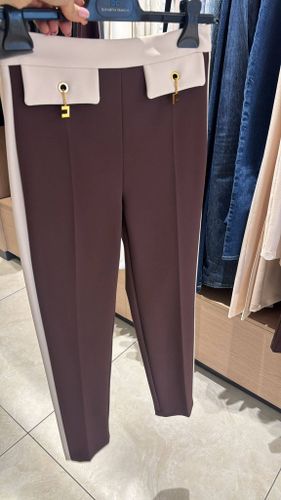 Two-colour trousers in double-layer crêpe fabric