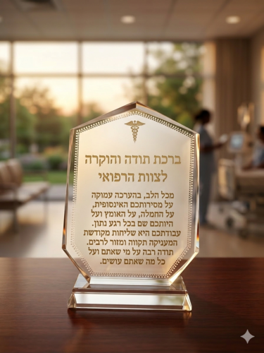 מגן הוקרה זכוכית  עם כיתוב אישי