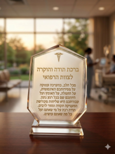 מגן הוקרה זכוכית  עם כיתוב אישי