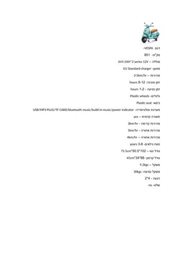ווספה ממונע 12 וולט תכלת