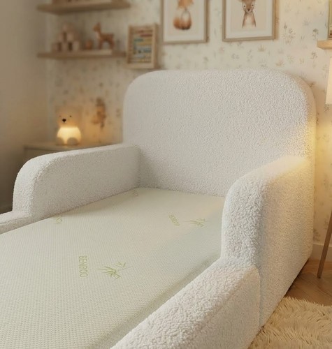 מיטת יחיד ספוג מונטסורית דגם Alice בצבע White Cotton מאמו
