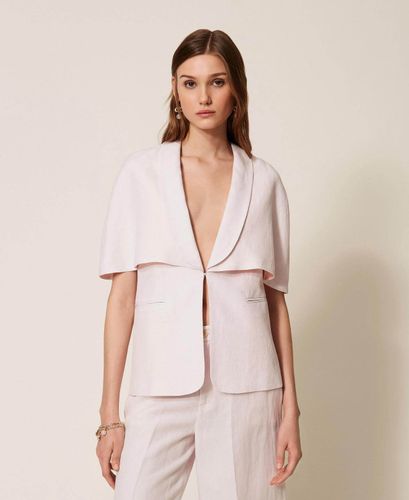 Linen blend cape jacket