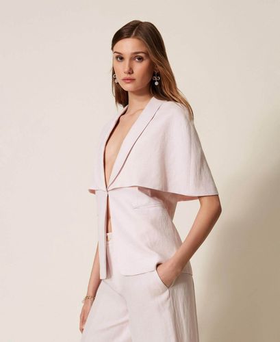 Linen blend cape jacket