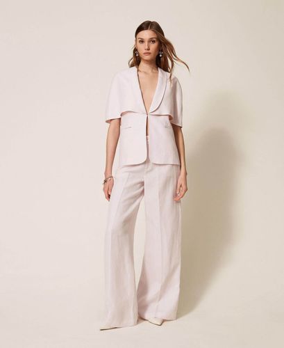 Linen blend cape jacket