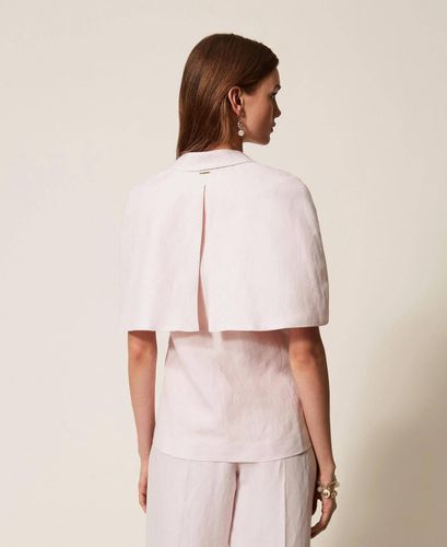 Linen blend cape jacket
