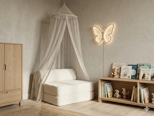 ספת נפתחת Coco מבד טדי בצבע Cotton White – כורסה שהופכת למיטה - מאמו