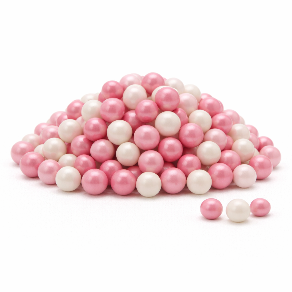 סוכריות פנינה גדול ורוד לבן מטאלי