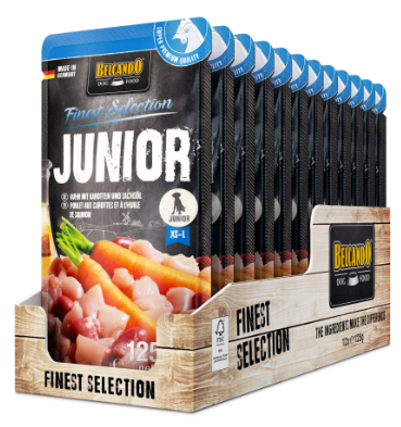 Finest Selection - פאוץ' מחית ג'וניור עוף לכלבים 125 גרם מבצע 10% הנחה בקניית 10 יח 
