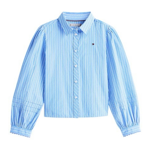 חולצה TOMMY HILFIGER מידות 2-16 לילדים בגוון תכלת עם פסים