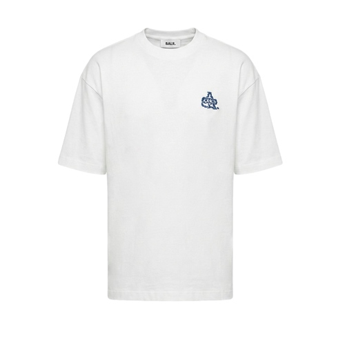 חולצה BALR מידות XS-XXL לגברים בגוון לבן עם סמל כחול