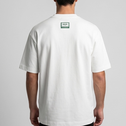 חולצה BALR מידות XS-XXL לגברים בגוון לבן עם לוגו ירוק