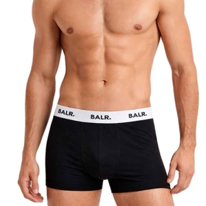 שלישיית בוקסרים BALR מידות S-XXL לגברים בגוון שחור עם גומי לבן