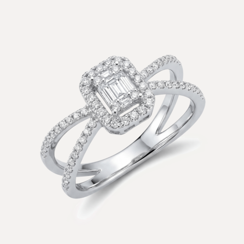 טבעת כפולה משובצת זירקונים