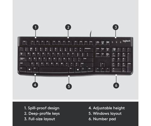 LOGITECH K120 - מקלדת חוטית עברית אנגלית - ₪54.00 - מבט קרוב