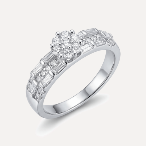 טבעת כסף משובצת 