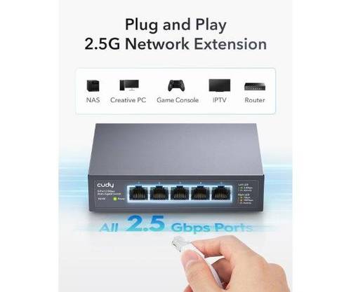 מתג Cudy 5 Port 2.5GB Unmanged Switch - ₪265.00 - אלוף מחשבי - מבט קרוב