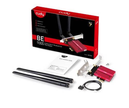 כרטיס רשת CUDY WE9300 PCIE WIFI7 BT5.4 6GHz UP TO 5760 Mbps - תמונה נוספת