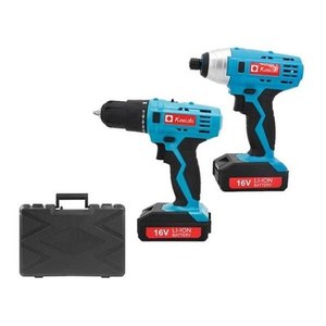 סט מברגות אימפקט 16V מקדחה + מברגה + 2 סוללות ומטען במזוודה קשיחה
