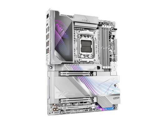 לוח אם GIGABYTE X870E AORUS MASTER X3D ICE WIFI7 ATX BT 10GB - מבט קרוב