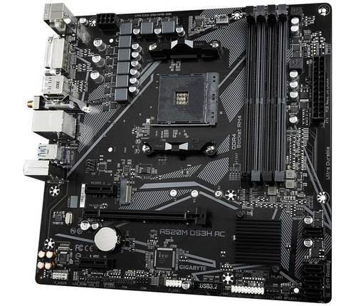 Gigabyte לוח אם Gigabyte A520M DS3H AC 1.4 DDR4 M.2 WIFI BT AM4 - ₪39