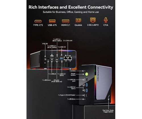 מחשב נייח קטן GMKtec K12 Plus AMD R7 H255 32GB DDR5 1TB WIN1 - זווית נוספת
