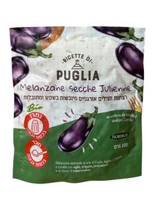 רצועות חצילים אורגניים מיובשות בשמש ומתובלות 100 גרם