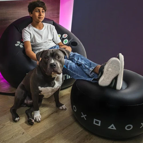 כיסא גיימינג מתנפח לילדים כולל הדום ומחזיקי כוסות