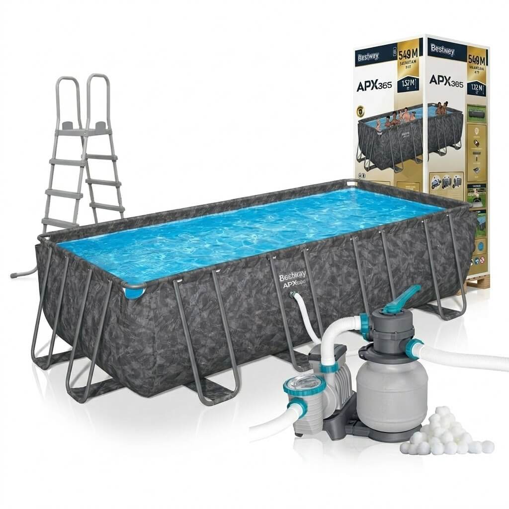 בריכה BESTWAY 561KA 5.49X2.74X1.32 כולל סולם+כיסוי+צמר גפן+משאבה