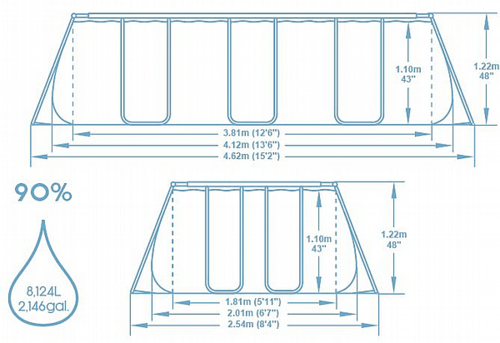 בריכה BESTWAY 56457 4.12X2.01X1.22 אולטרה כולל משאבת חול וסולם