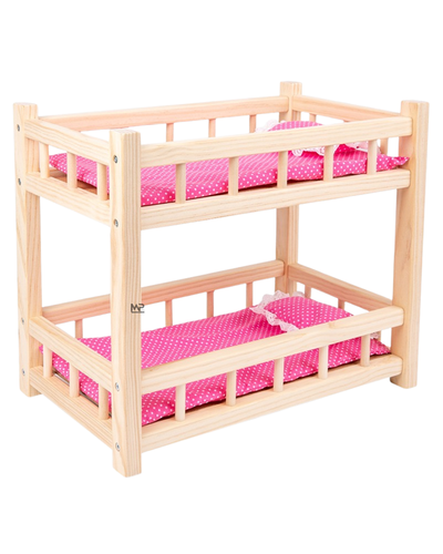 מיטת קומותיים מעץ לבובה 